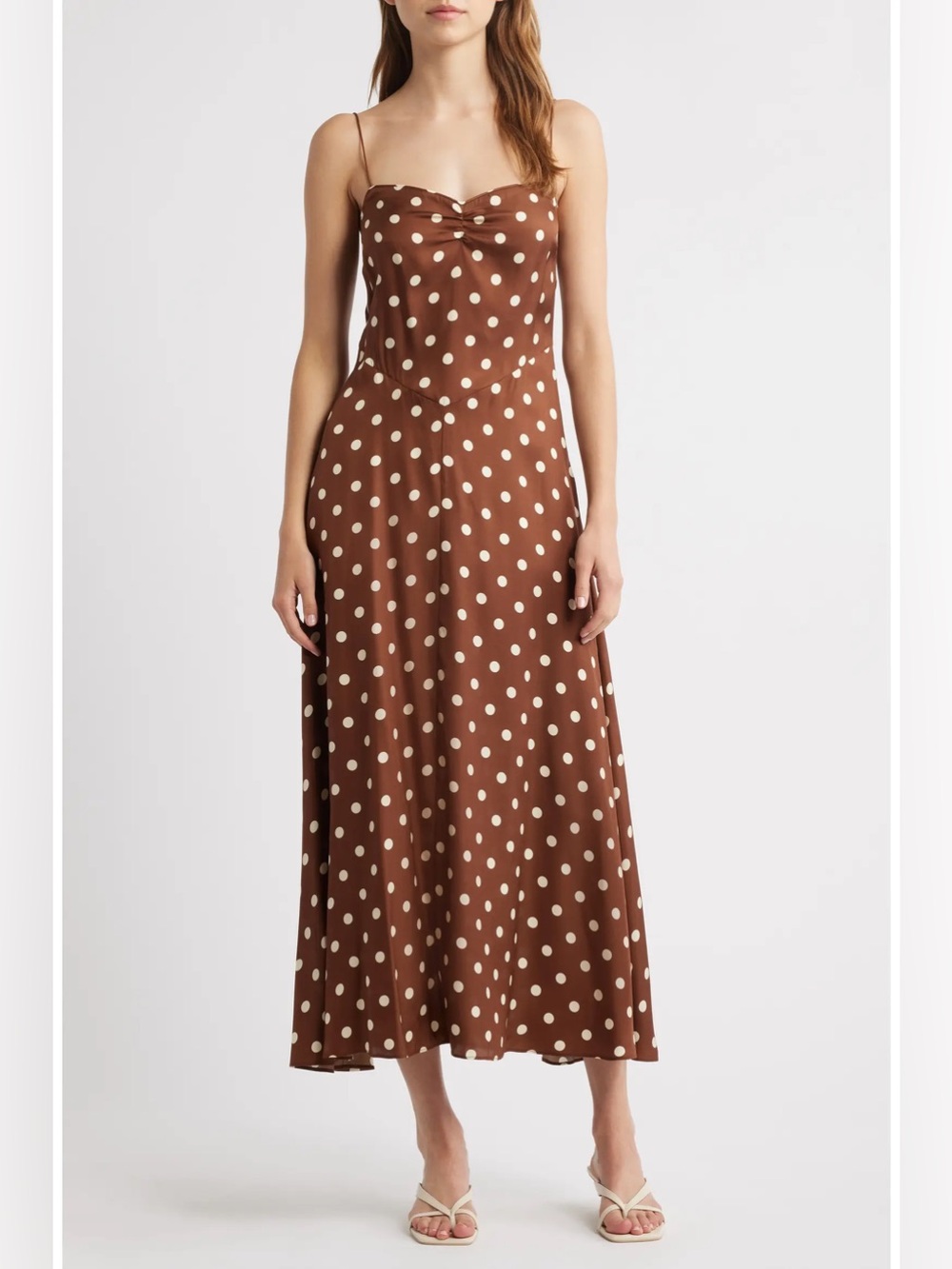 EUC Doen Lorraine Polka Dot Silk Satin Midi Dress Georgina Dot size XL